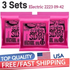 3 Sets Ernie Ball Super Slinky Nickel Wound Electric Guitar Strings 9-42 2223