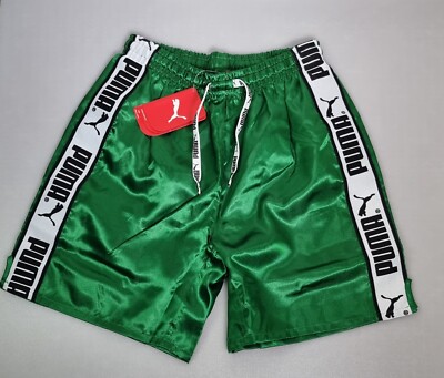 Puma Junior Stripe Short JR Größe UK30 grün Kinder Shorts Wear (D1)