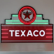Texaco Art Deco Marquee Led Flex Neon Sign In Steel Can 29ADTEX