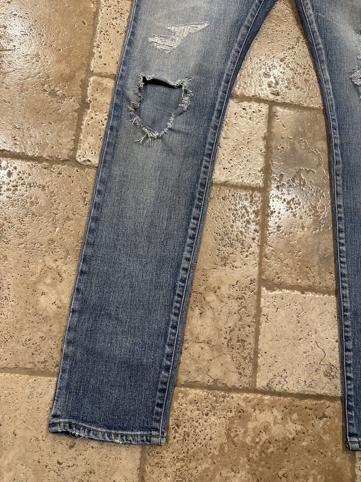 Saint Laurent x Hedi SS16 denim blu lavato effetto invecchiato D02