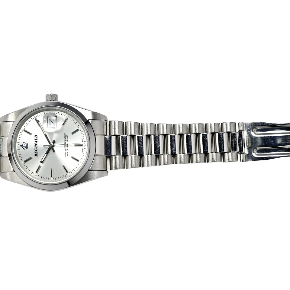 Винтажные мужские часы Reginald 90-е нержавеющая сталь 36 мм с винтовым креплением водонепроницаемые - Изображение 4 из 4