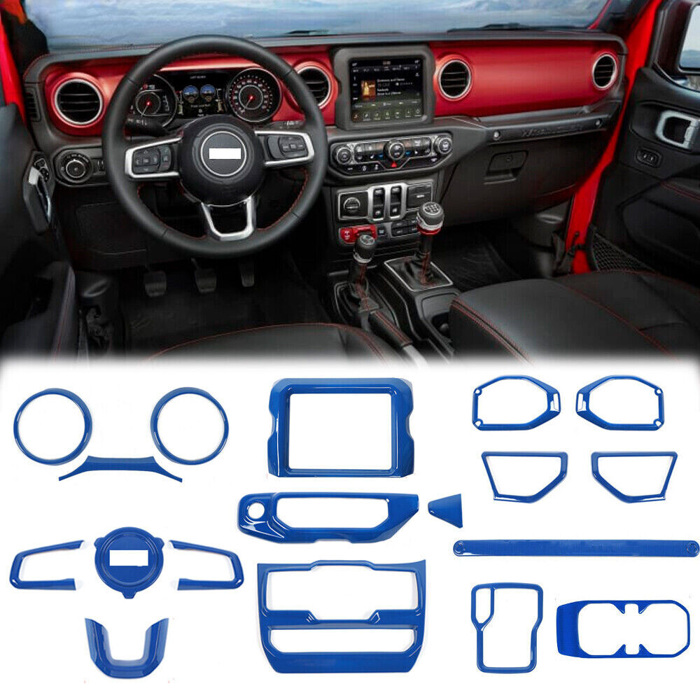 Blue Interior Full Center Cover Trim Accessories kits For Jeep