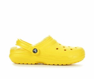 lined crocs yellow
