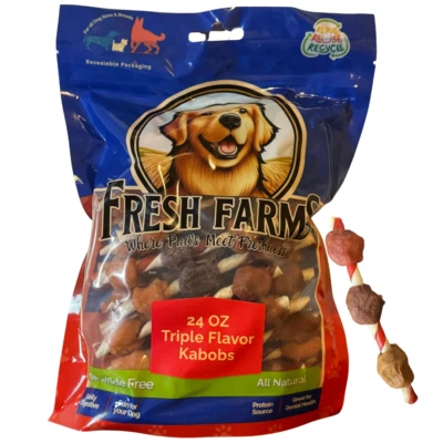 FRESH FARMS PET Fresh Farms Triple Flavor Kabobs Chews for All Dogs, 24 Ounces – Treat Your Dog