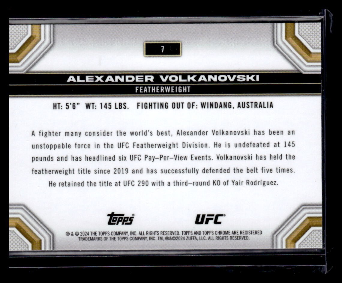 2024 Topps Chrome UFC Negative Refractor #7 Alexander Volkanovski