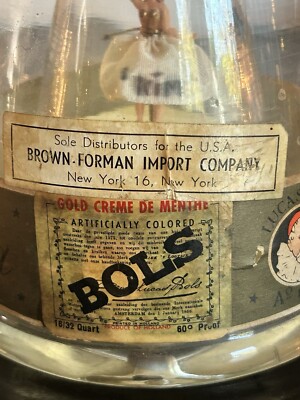 VTG Bols Ballerina Glass Bottle White Dress Music Box Creme De