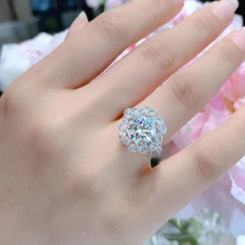 3CT Round Cut Moissanite Engagement Ring 18K Gold Plated GRA Certificate - Picture 5 of 8