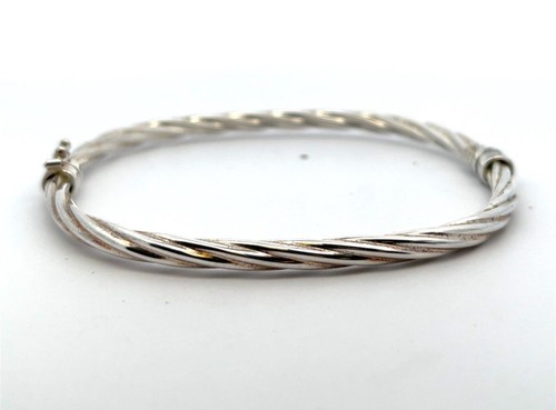 Milor Italy 925 Sterling Silver Twisted Hinged Bangle 7.5” Bracelet - 9.6 Grams - Picture 3 of 6
