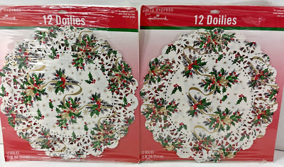 2X NEW OLD STOCK SEALED Hallmark Party Express Paper HOLDIAY 12 Pk Doilies