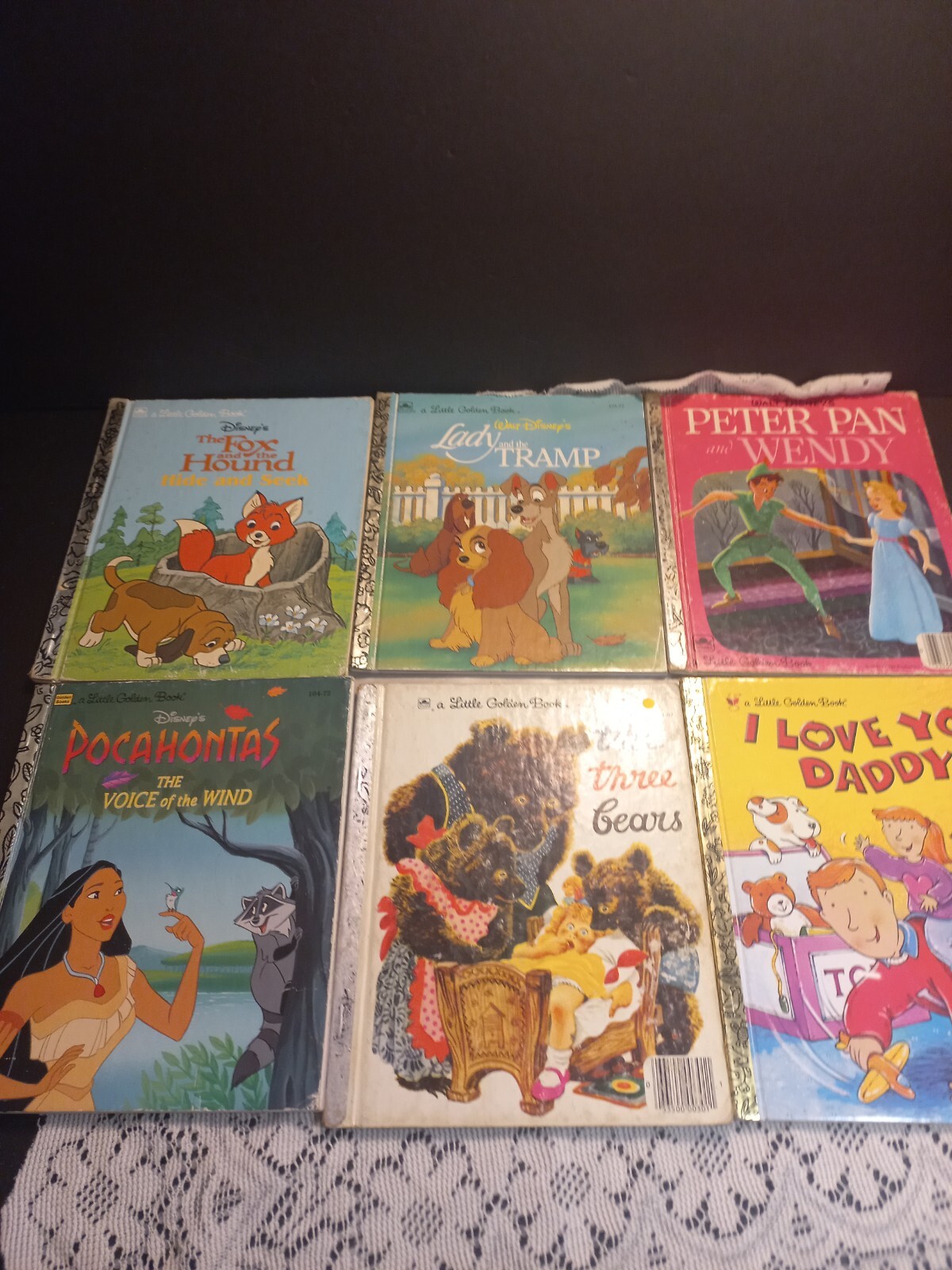 A Little Golden Book Lot Of 6 Story Books C. 1948-1999 Pocahontas, Peter Pan