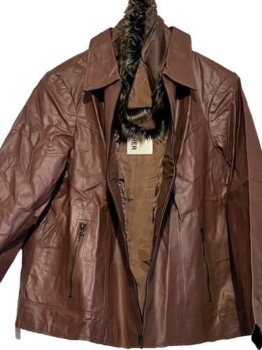 Women's Outerwear Church Fur Winter Fall Genuine leather jacket coat plus 28W 3X - Picture 3 of 24
