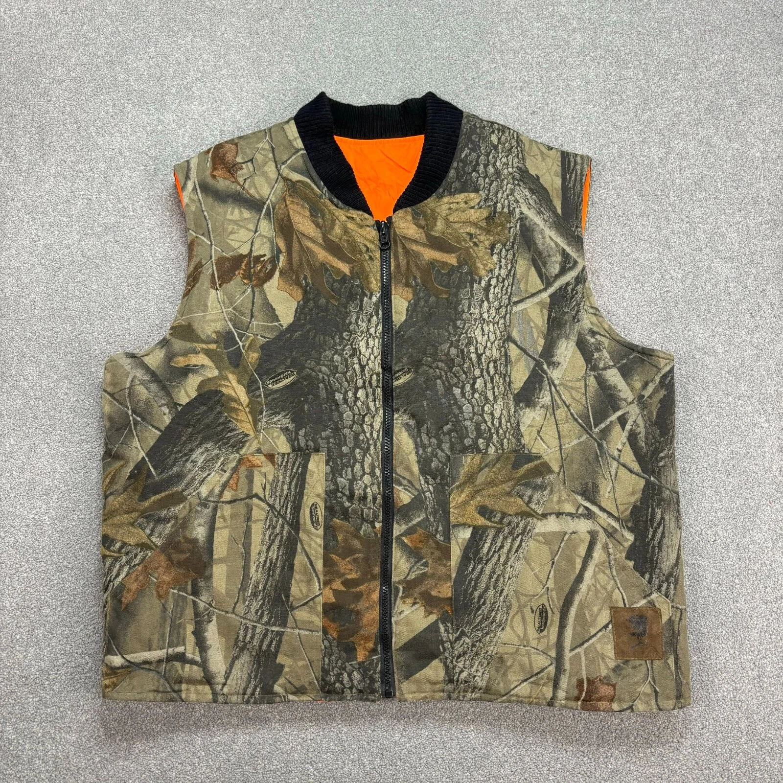 RealTree Jacket Adult Large Brown Workwear Camo Hunting Canvas Vest Lined Mens