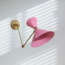 1950's Mid Century Handmade Brass Italian Diabolo Wall Sconce Light Fixture