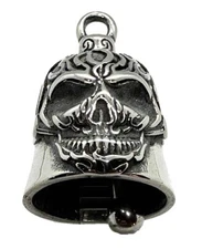 Stainless Steel Motorcycle Ride Bell Skull with Flames Guardian Bell 72