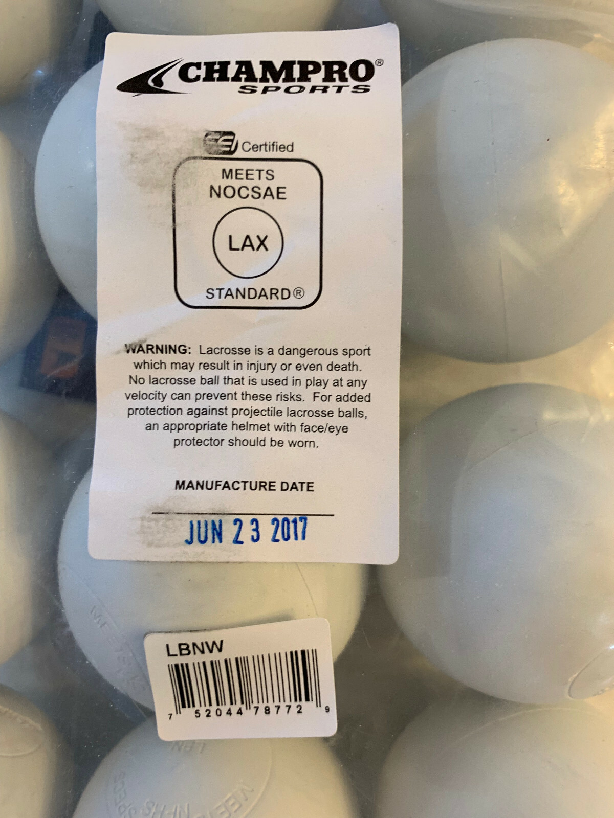 12x Champro Sports White Official LBN Lacrosse Ball (12Pack LBNW Balls