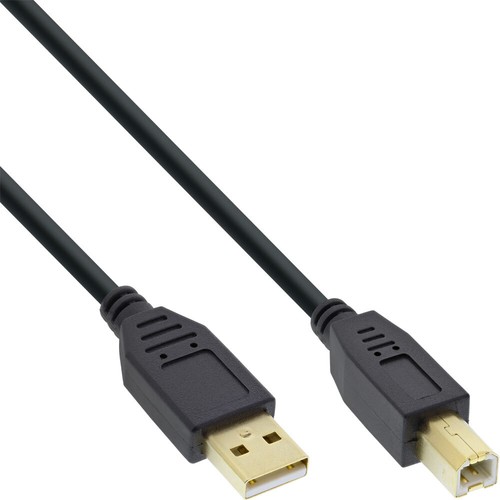 InLine USB 2.0 Kabel A Auf A - 1m Schwarz, Vergoldete Kontakte, Doppelt Geschirmt