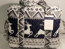 Home Reflections 3-Piece Quilt Set With Tote QUEEN Size NEW Holiday Isle Blue
