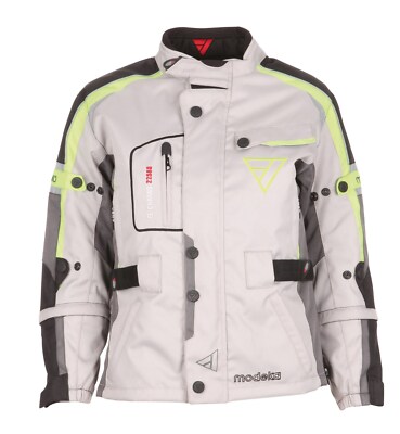 Modeka El Chango Kids Size 140 Waterproof Motorcycle Jacket Gray Yellow