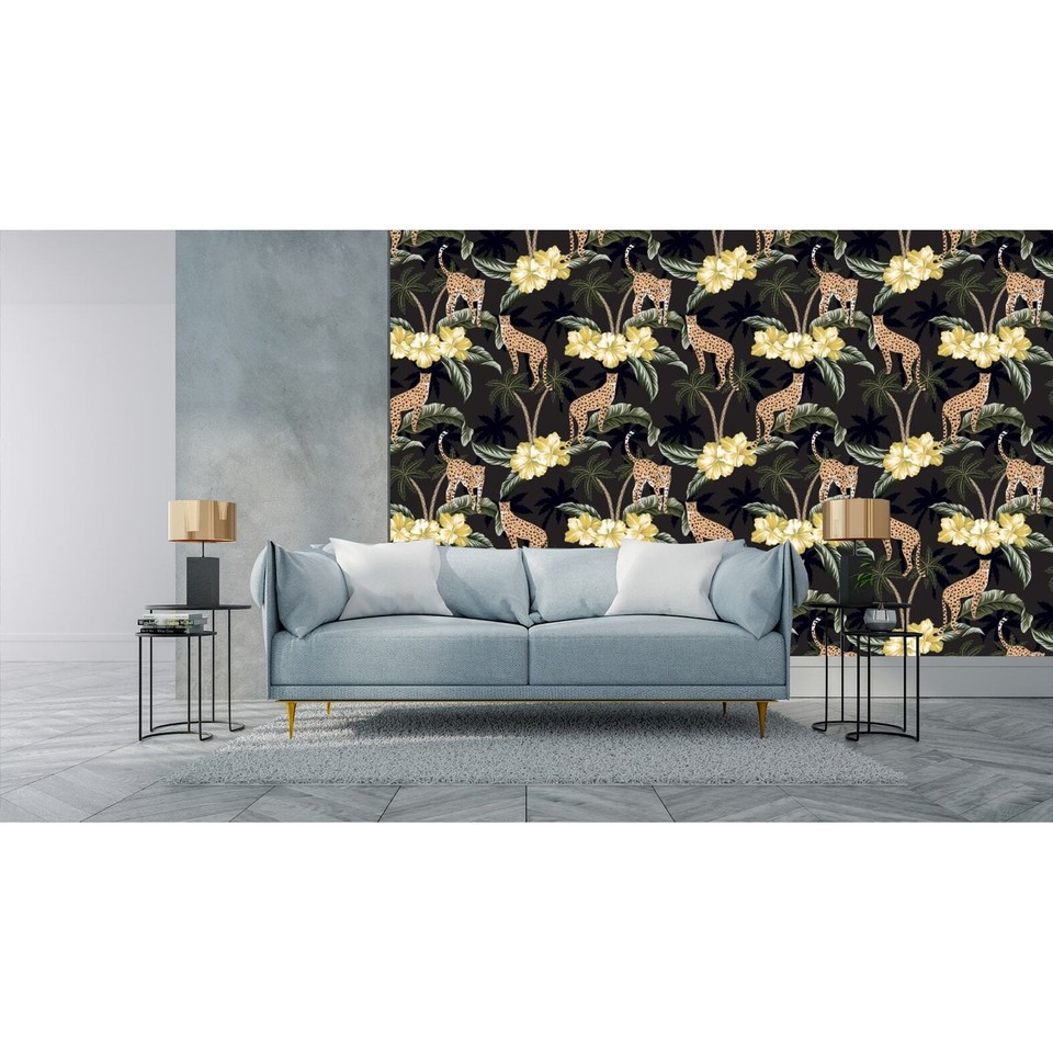 Jungle Cheetah Peel and Stick Wallpaper 10'L x 24''W Chocolate 10'ft