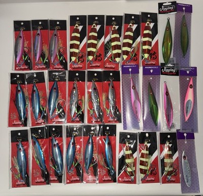 Lot of 31 Jigs Jigging World Slow Pitch Jig Draco Tail Monster Slayer + 100-215g