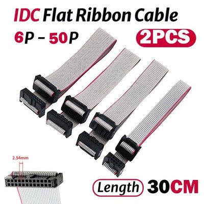 2X IDC 6-64Pins Connector Flat Ribbon Cable Female Connector 30cm 2.54mm Pitch