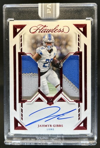 2023 Panini Flawless Jahmyr Gibbs Rookie Dual Patch Auto White Box #1/1