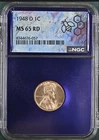 1948-D 1C Lincoln Wheat Cent NGC MS65RD - Trader Bea Purple Core