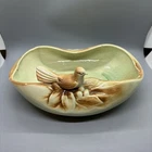 Vintage McCoy Pottery Bird On Bowl  Planter Green/Brown