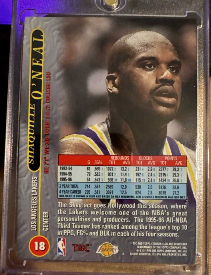 Shaquille O'Neal 1996-97 Topps Stadium Club TSC Matrix #18 Lakers Rare Nice Read - Image 2 of 4