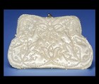 Richere by Walborg White Satin Beaded Clutch Bag with Chain Strap — photo 1
