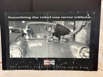 Vintage Champion Spark Plug advertising Poster - Featuring James Dean
