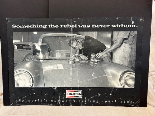 Vintage Champion Spark Plug advertising Poster - Featuring James Dean