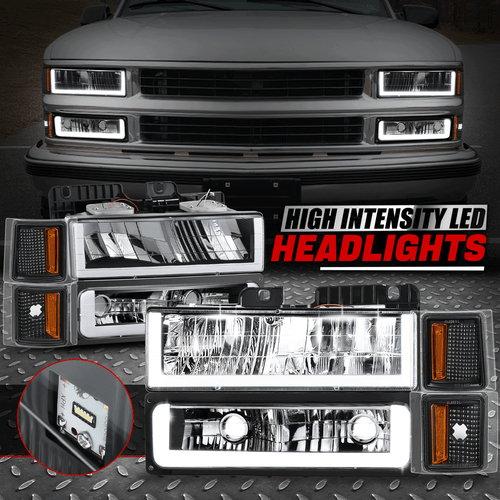[LED DRL Strip] For 94-98 Chevy C10 C/K 1500 Headlight Bumper Corner Lamp Black - Foto 11