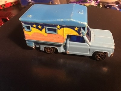 Kidco Tough Wheels Pick Up Truck with Camper 1/60 Scale Hong Kong 1980 Toy Blue
