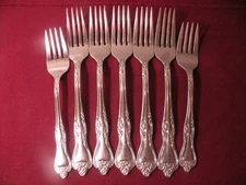 Oneida Stainless AZALEA Flatware 5 Dinner Forks 7 5/8" & 2 Salad Forks 6 5/8"