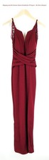 Walg Women's Dress UK6 Red Maxi Sleeveless Stretch Slit Lace V-Neck Formal