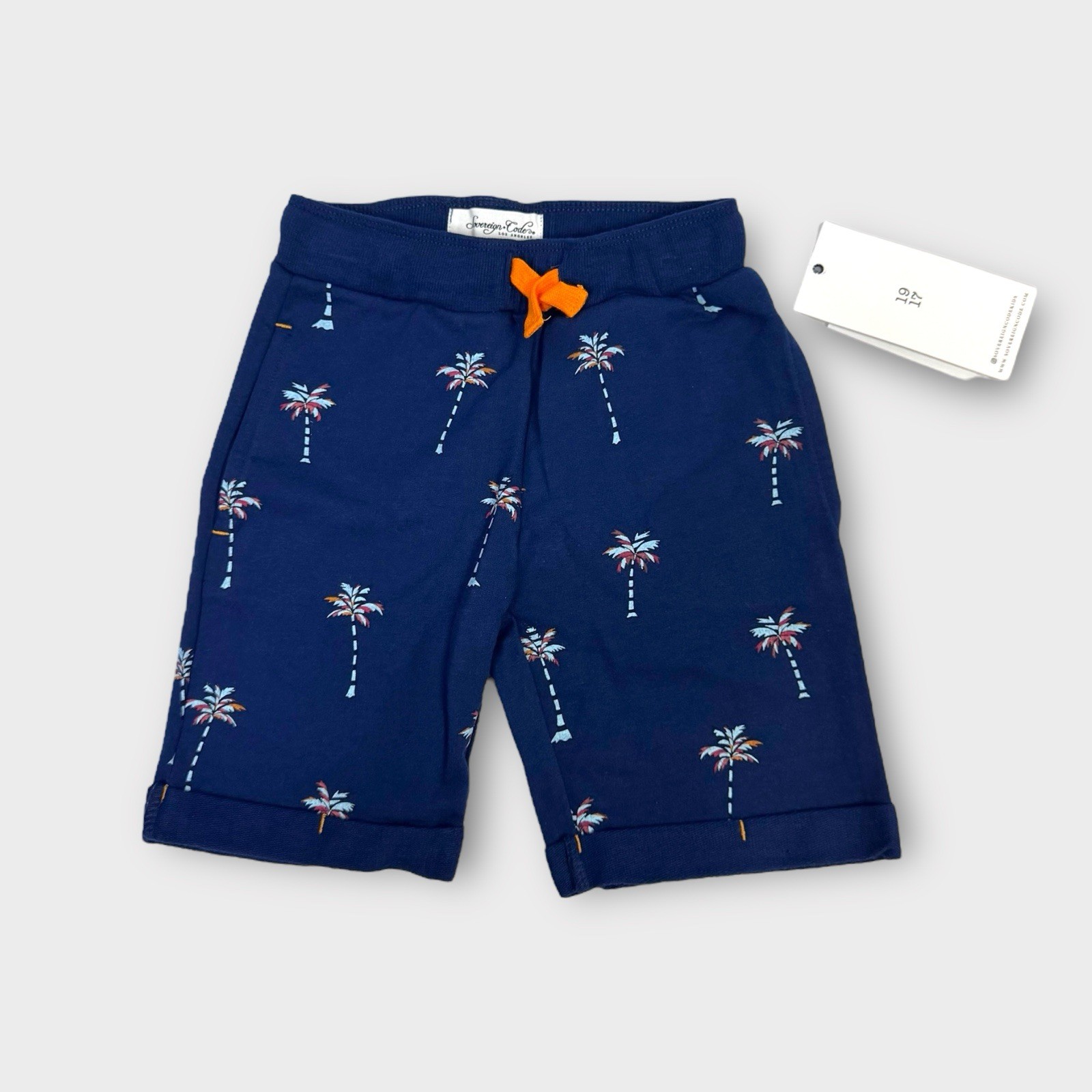 Sovereign Code Kids Navy Palm Tree Cuffed Shorts Boys Size 4 NWT