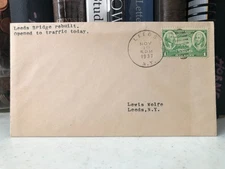 Scott 758 Washington & Green 1c on 1937 cover; Leeds [NY] Bridge opened today