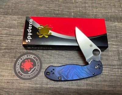 Spyderco Paramilitary 3 Folding Knife, Rare Titanium Custom Engraved Scales