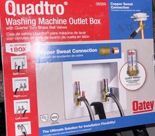 Oatey 38569 Quadtro Washing Machine Outlet Box White Brass Copper and NIB