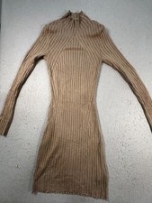 Abercrombie & Fitch Sweater Dress Women Small Brown Ribbed Knit Mock Neck Winter