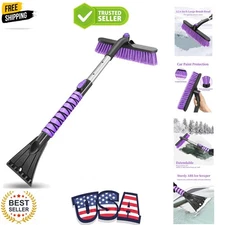 Durable Extendable Snow Brush & Ice Scraper with Large 12.6" Head - Lightweight