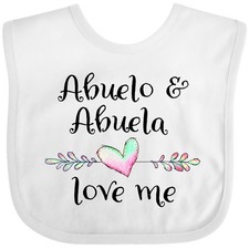 Inktastic Abuelo And Abuela Love Me- Heart Grandchild Baby Bib Grandma Grandpa