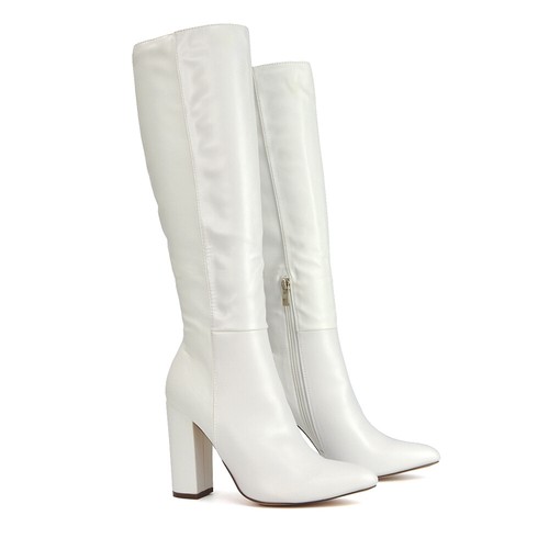 Womens Knee High Boots Ladies Block Heel Pointed Toe Western Biker Size 3-8 - Picture 50 of 56
