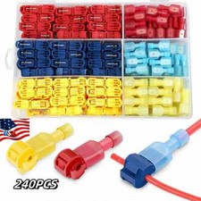 240Pcs Quick Splice T-Tap Insulated Crimp Terminals Kit Spade Wire Connectors US