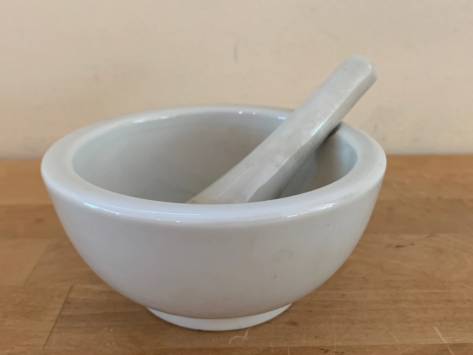Vintage Porcelain Mortar & Pestle Medical Apothecary Bowl Marked on Bottom