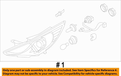 2011 - 2015 Hyundai Sonata Hybrid Passenger RH Right Halogen