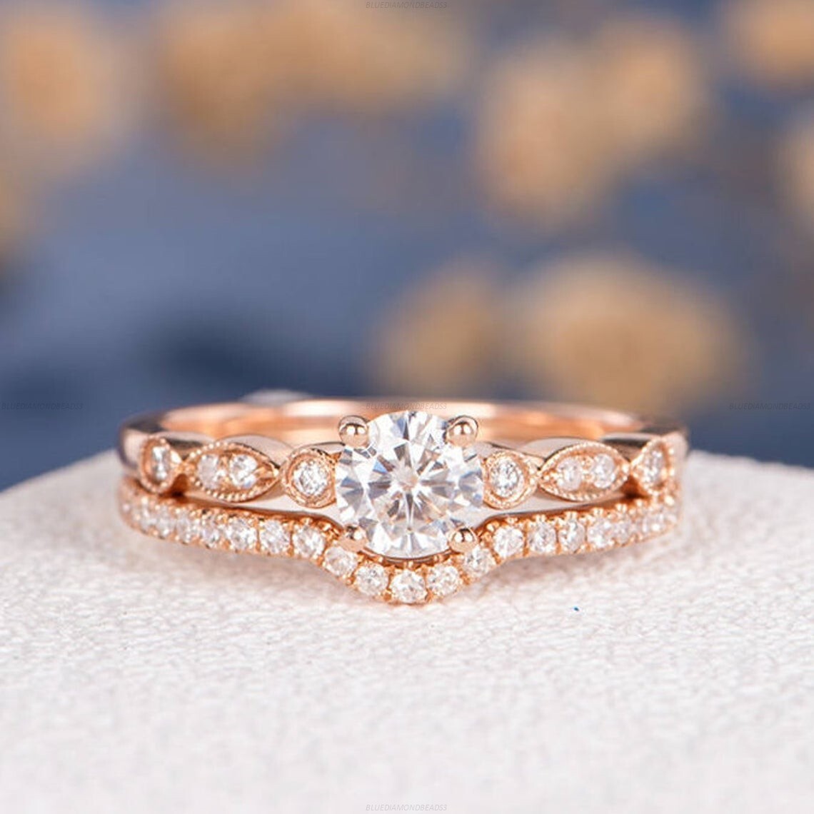 14k Gold Moissanite Diamond Engagement Ring Anniversary Set-image