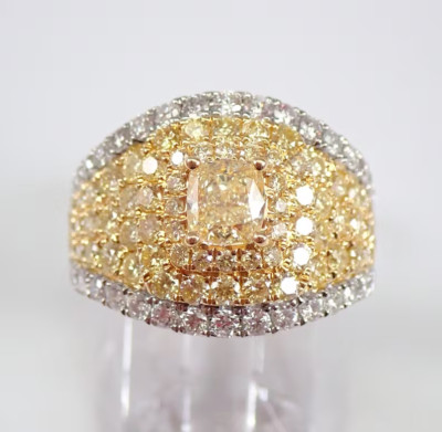 3.00 CT Cushion Simulated Citrine Women Wedding Band Ring 14K White Gold Plated