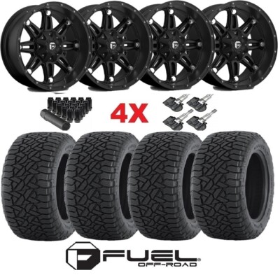 FUEL BLACK WHEELS RIMS TIRES 285 70 17 GRIPPER AT 5X135 FIT FORD F-150 33